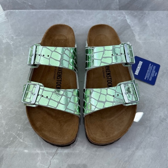 Women’s Birkenstock Arizona Gator Gleam Mineral Two-Strap Sandal Size 39 / 8-8.5 - Picture 2 of 14
